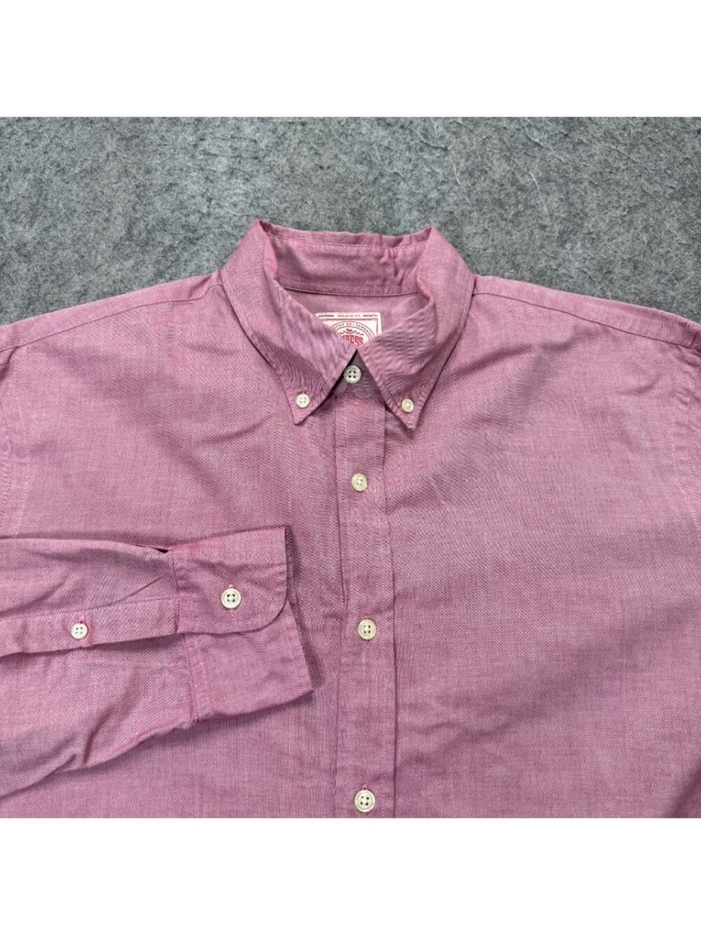J. Press Oxford Shirt Men L Pink Solid OCBD Long Sleeve 44"